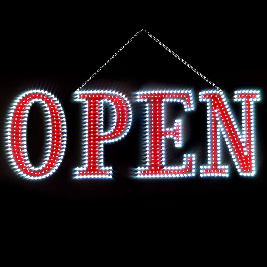 LED SIGN – "OPEN" – WHITE & GREEN – 14×40×1.2 – LED SIGN & OUTDOOR DISPLAY – 1CT – LED - 106178 – [MSRP: $STORE USE]