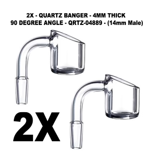 GLASS – QUARTZ BANGER – GLASS ACCESSORIES – 14MM MALE – 4MM THICK – 90 DEGREE – 2CT – QRTZ-04889 – [MSRP: $7 EACH]