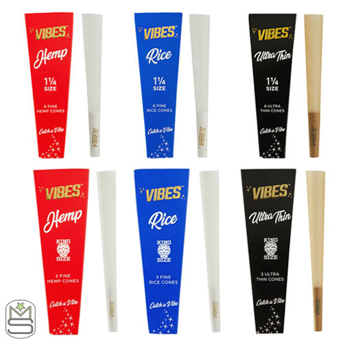 VIBES – PRE-ROLLED CONES – ASSORTED – 1 1/4 & KING SIZE – 30CT DSPL – 180 TOTAL CONES – [MSRP: $2.50-$3 EACH]