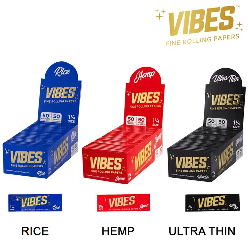 VIBES – ROLLING PAPERS – ASSORTED STYLES – 1 1/4 – 50CT DSPL – [MSRP: $2 EACH]