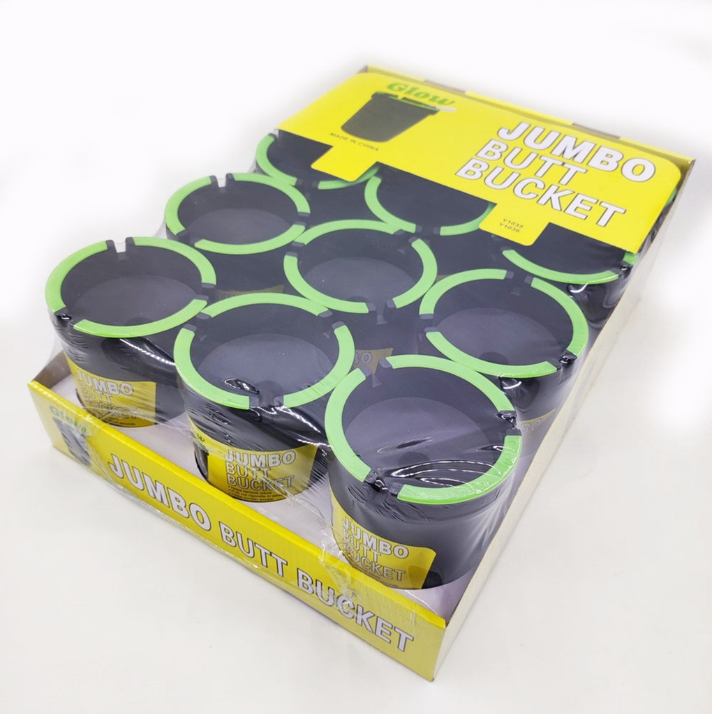 BUTT BUCKET JUMBO – GLOW IN THE DARK ASHTRAY – ⭐ JUMBO LUMINOUS TOP ⭐ – 12CT DISPLAY – 🔥 – [MSRP: $6.50 EACH]