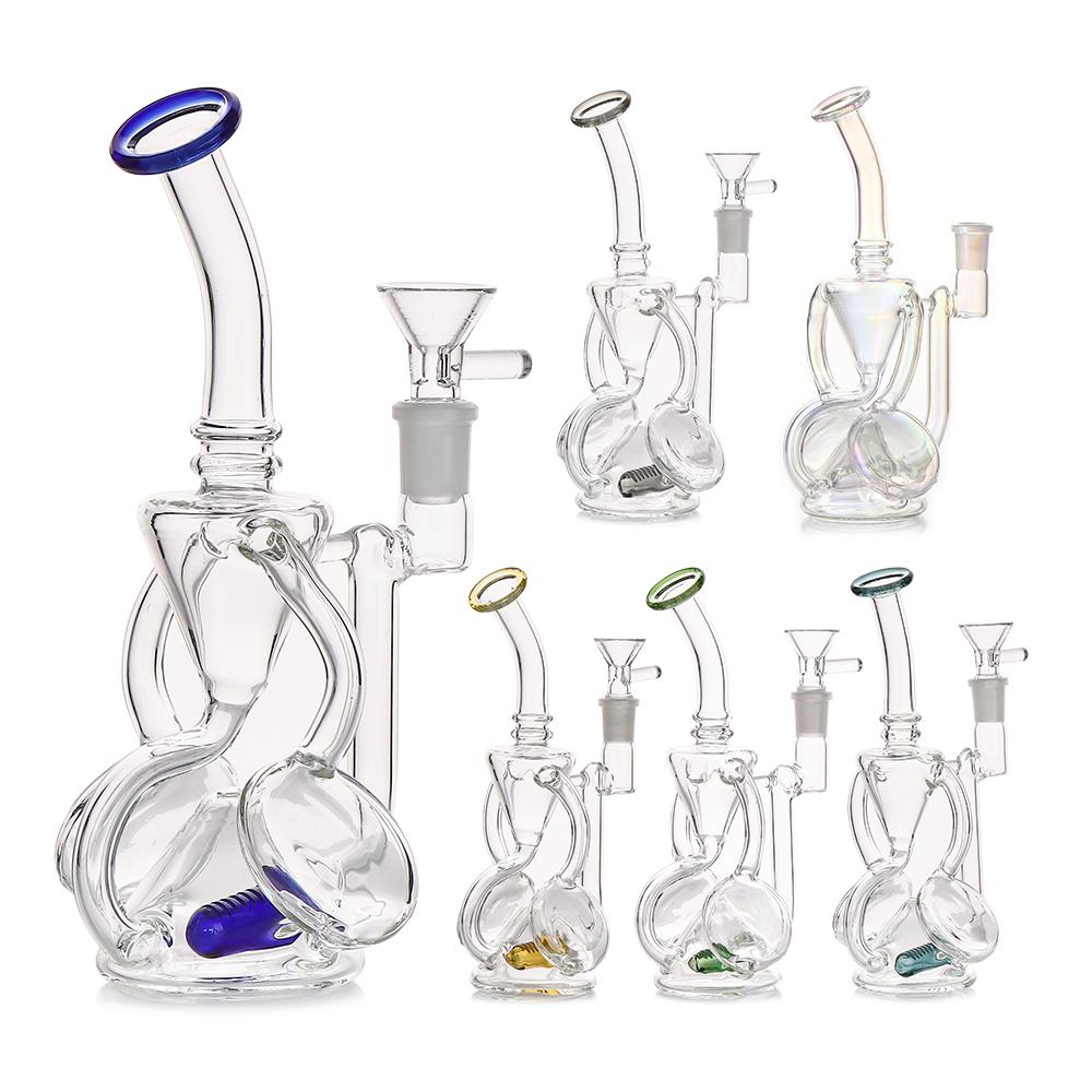 RAINBOW RECYCLER – GLASS WATER PIPE – DAB RIG – 9-INCH – MULTI-COLOR – 1CT – XYZ-444 – [MSRP: $22.50]