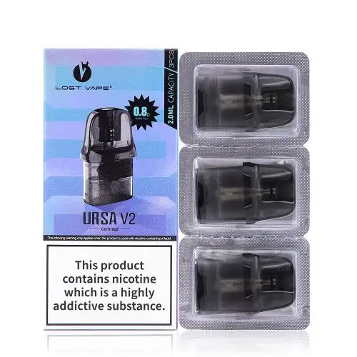 LOST VAPE – VAPE PODS REPLACEMENT – URSA V2 REPLACEMENT POD CARTRIDGES – ASSORTED OHM – 3CT – [MSRP: $6 EACH]