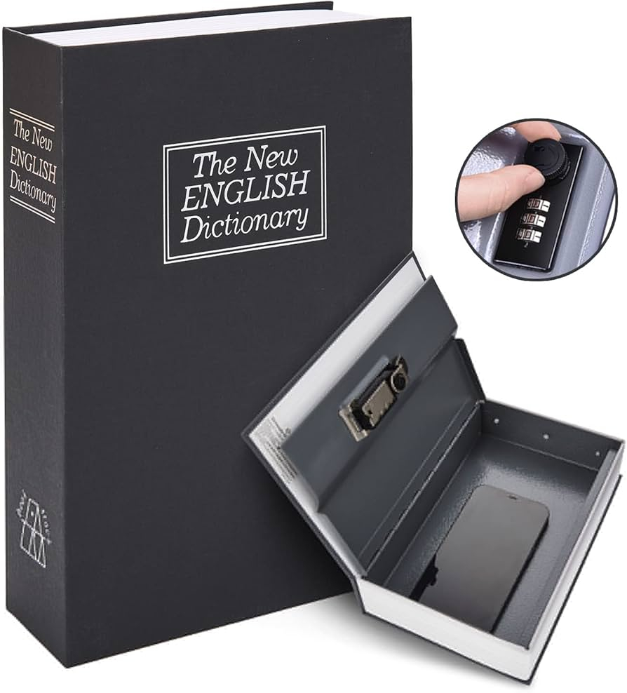 MONEY BOOK SAFE – CONTAINERS & JARS – STEEL INTERIOR – COMBINATION LOCK – VARIOUS SIZES – 1CT – [MSRP: $20.50-$36.50]
