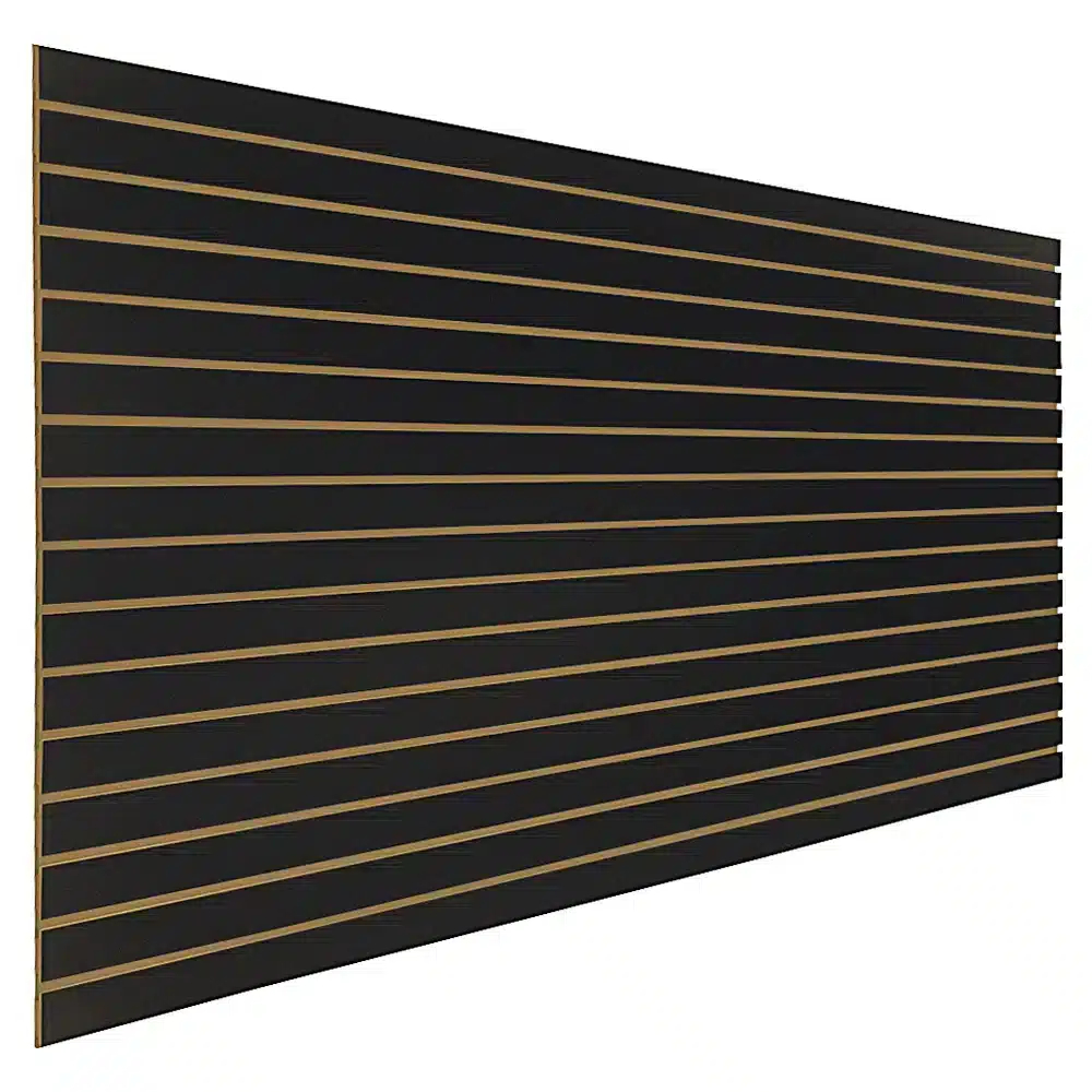 SLATWALL PANEL – BLACK MELAMINE – 4FTx8FT – 3" ON-CENTER GROOVES – STORE DISPLAY FIXTURE & RACKS – 1CT – SWPNL48BL – [MSRP: $STORE USE]