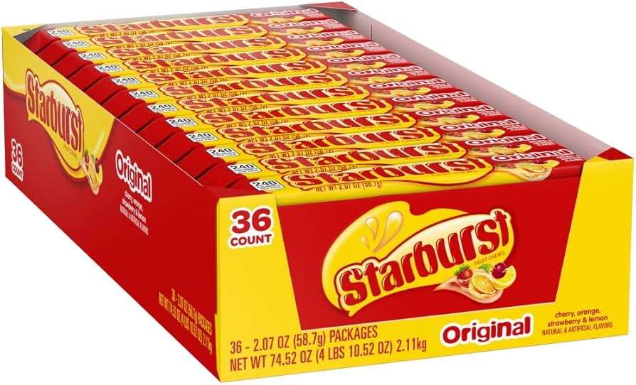 STARBURST ORIGINAL FRUIT CHEWS CANDY – CANDY & SNACKS – 2.07OZ – 36CT CASE – [MSRP: $3 EACH]