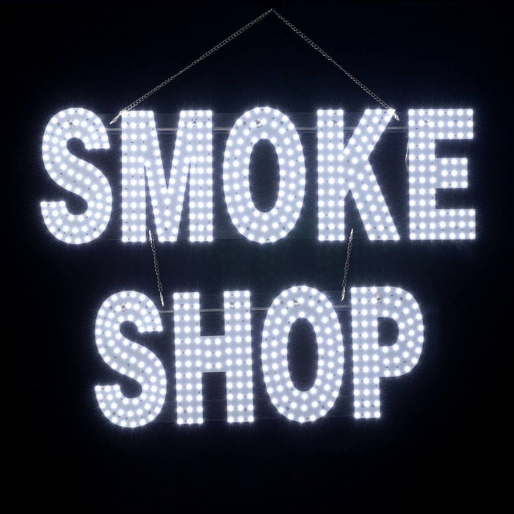 LED SIGN – "SMOKE SHOP" – 15×24×1.2 – WHITE & RED – LED SIGN & OUTDOOR DISPLAY – 1CT – EP-SMOKES5MIX-R 3S – [MSRP: $STORE USE]