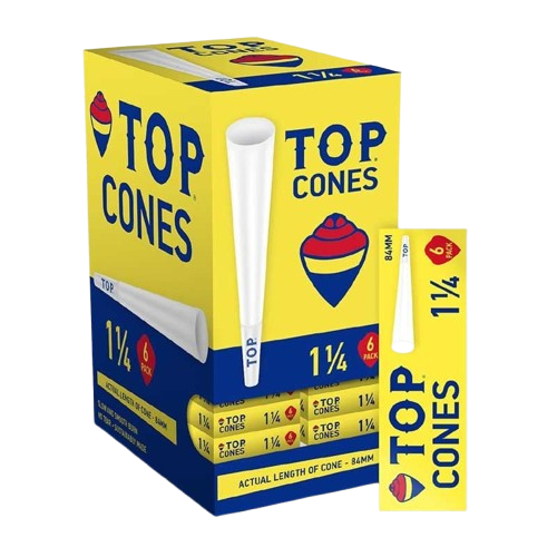 TOP – PRE-ROLLED CONES – GRAVITY BOX – 1 1/4 & MINI – 24CT DSPL – [MSRP: $3.50 EACH]