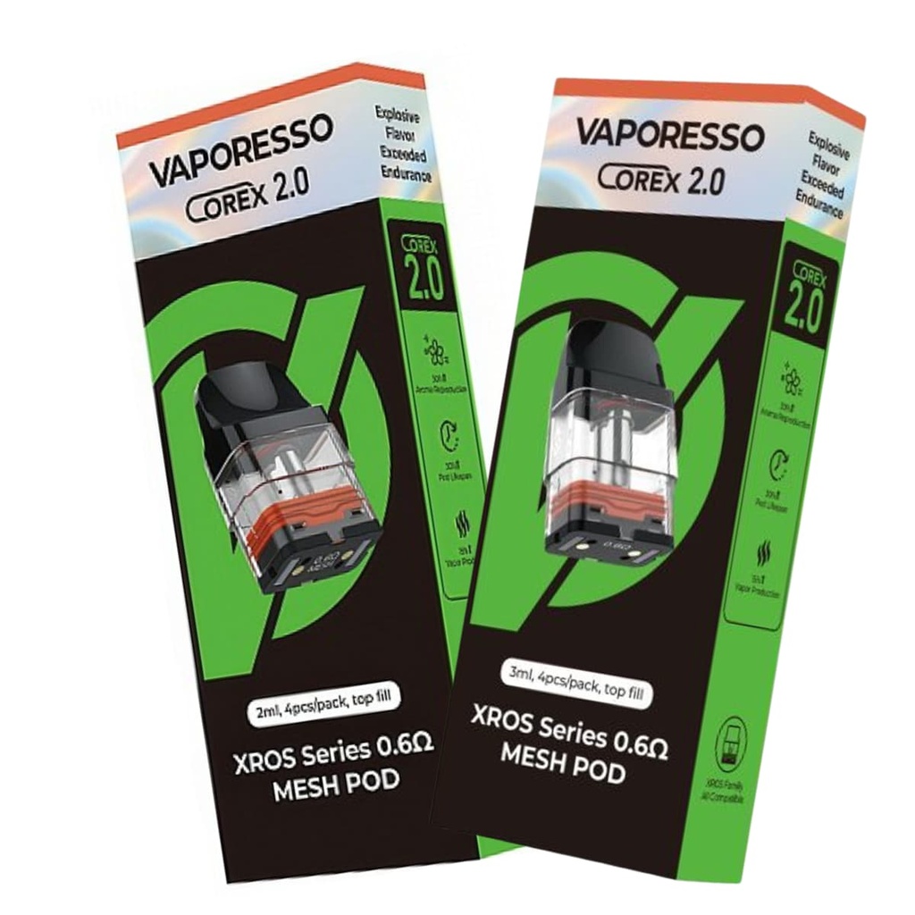 VAPORESSO – VAPE PODS REPLACEMENT – XROS COREX 2.0 SERIES REPLACEMENT PODS – 2ML & 3ML – 4CT – [MSRP: $5 EACH]