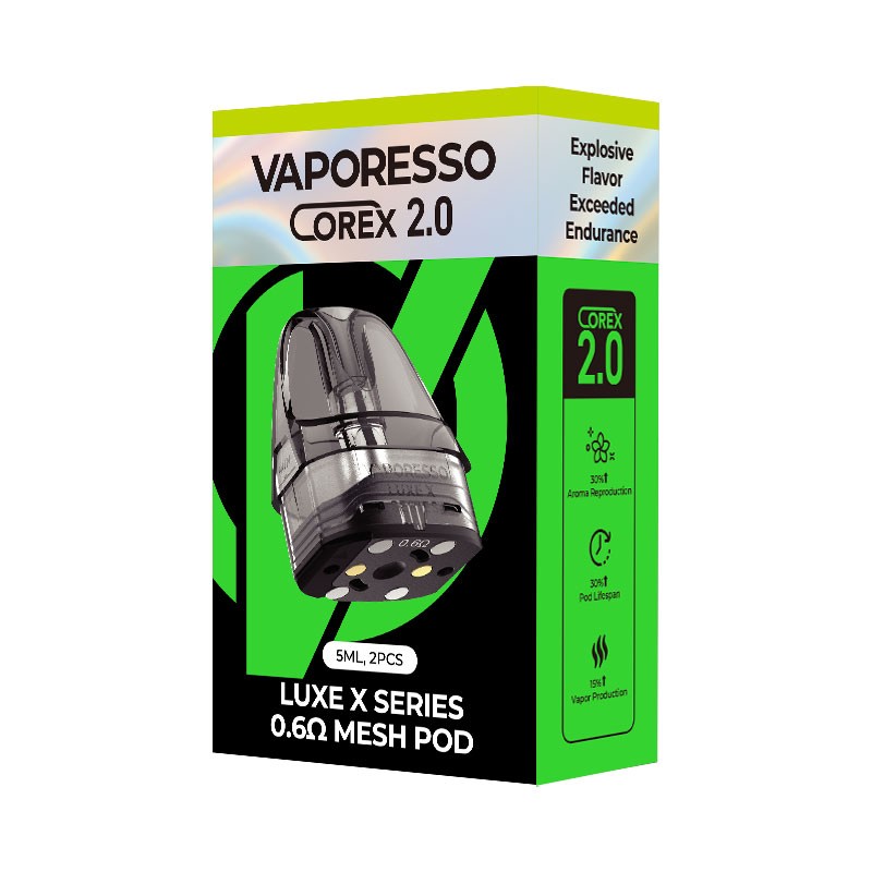 VAPORESSO – VAPE PODS REPLACEMENT – LUXE X COREX 2.0 REPLACEMENT PODS – 5ML – 2CT – [MSRP: $8.50 EACH]