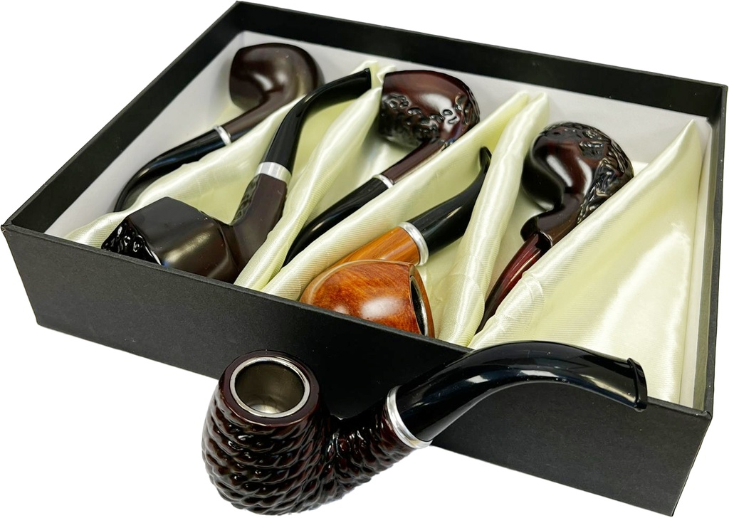 ARTISAN – WOOD PIPES – HANDCRAFTED TOBACCO PIPE – 6CT DISPLAY – A229 – [MSRP: $19 EACH]