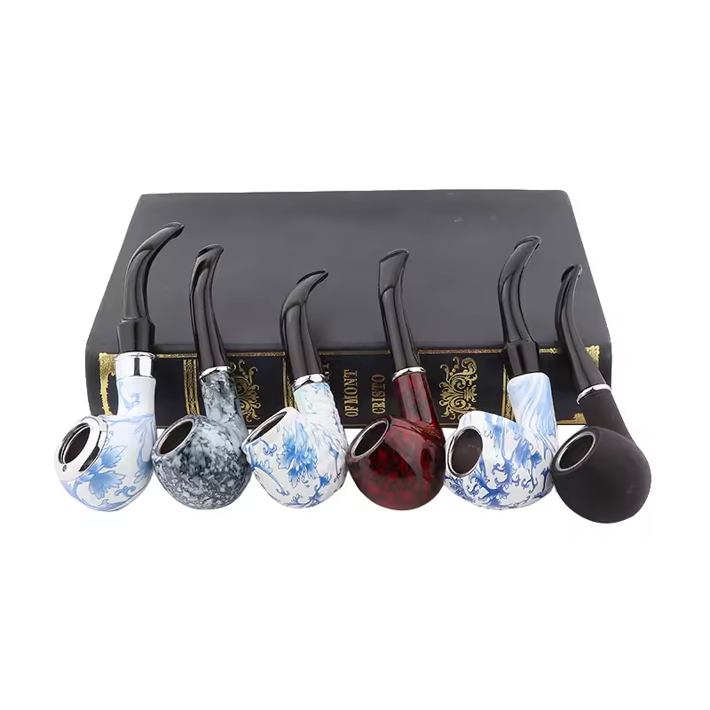 ARTISAN – WOOD PIPES – MARBLE HANDCRAFTED TOBACCO PIPE – 6CT DISPLAY – A233 – [MSRP: $19 EACH]