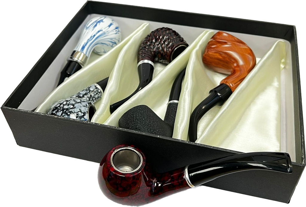 ARTISAN – WOOD PIPES – MARBLE HANDCRAFTED TOBACCO PIPE – 6CT DISPLAY – A234 – [MSRP: $19 EACH]
