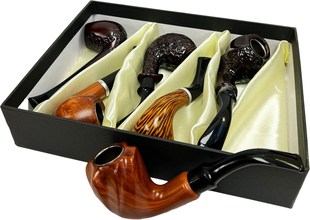 ARTISAN – WOOD PIPES – HANDCRAFTED TOBACCO PIPE – 6CT DISPLAY – A235 – [MSRP: $19 EACH]