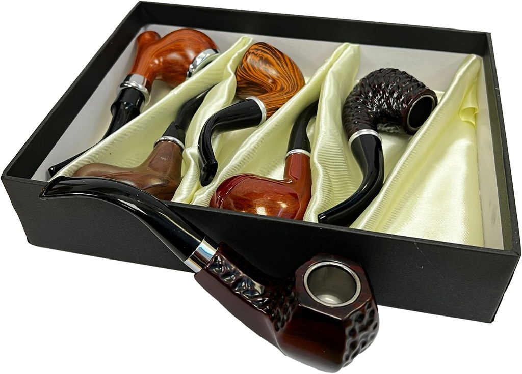 ARTISAN – WOOD PIPES – HANDCRAFTED TOBACCO PIPE – 6CT DISPLAY – A237 – [MSRP: $19 EACH]