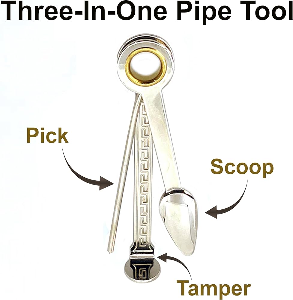 PREMIUM 3-WAY CZECH PIPE CLEANER – SMOKING ACCESSORIES – SOLID STEEL MULTIFUNCTIONAL PIPE TOOL – 3.3 INCH – 20CT DISPLAY – A244 – [MSRP: $3.50 EACH]