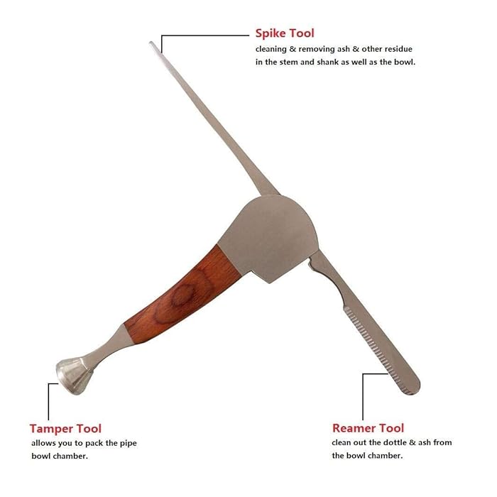 PREMIUM PIPE TAMPER TOOL – SMOKING ACCESSORIES – WOODEN HANDLE – STAINLESS STEEL – 3.7 INCH – MULTIFUNCTIONAL PIPE CLEANER – 12CT DISPLAY – A245 – [MSRP: $7.50 EACH]