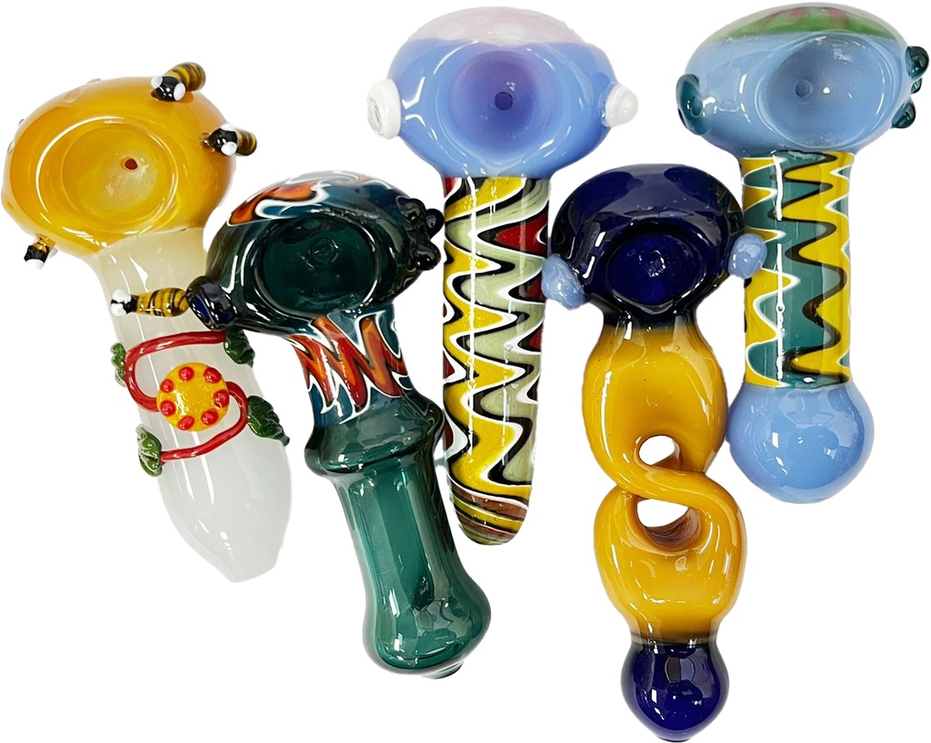 VARIETY – GLASS HAND PIPE – ASSORTED COLORS – 1CT – VARIETY-GHP-1X – [MSRP: $10]