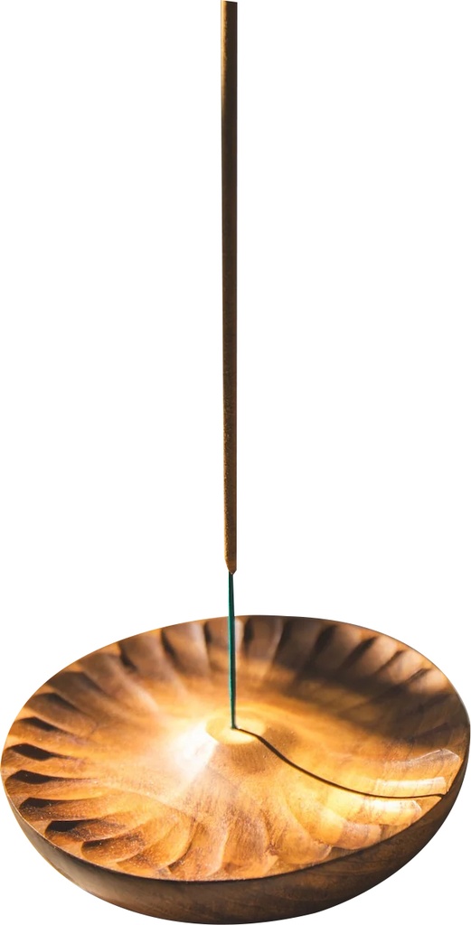 HANDCRAFTED – WOODEN INCENSE HOLDER – ACCESSORIES – ROUND MINI PLATE – 1CT – [MSRP: $3.50]