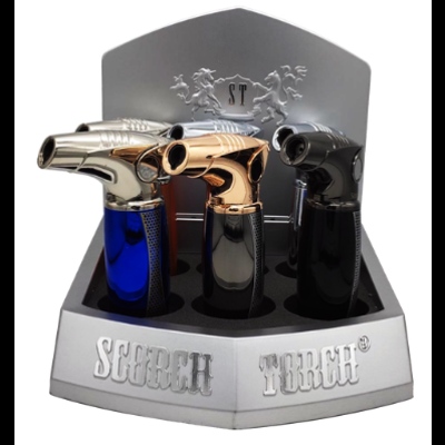 SCORCH – TORCH LIGHTERS –TABLE 45 DEGREE WITH PULL-BACK TRIGGER – 6CT DISPLAY – 61456 - 110426 – [MSRP: $21 EACH]