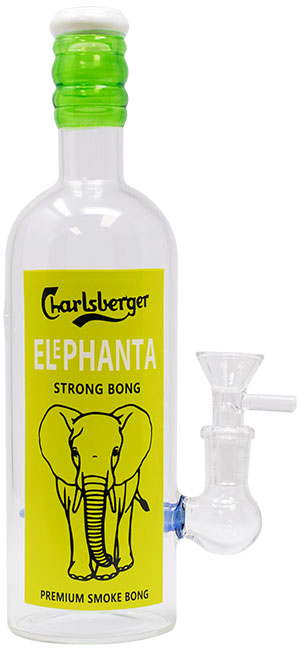CARLSBERGER – GLASS WATER PIPE – 9-INCH – ELEPHANTA STRONG – BOTTLE DESIGN – 1CT – GB1104 – [MSRP: $34]
