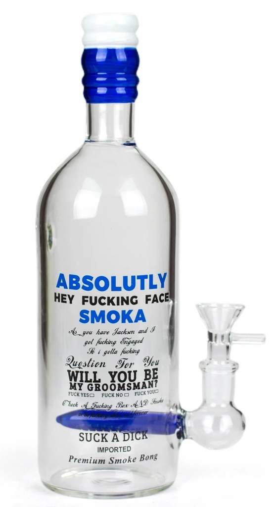 ABSOLUTELY SMOKA – GLASS WATER PIPE – 9-INCH – BOTTLE DESIGN – 1CT – GB1106 – [MSRP: $34]