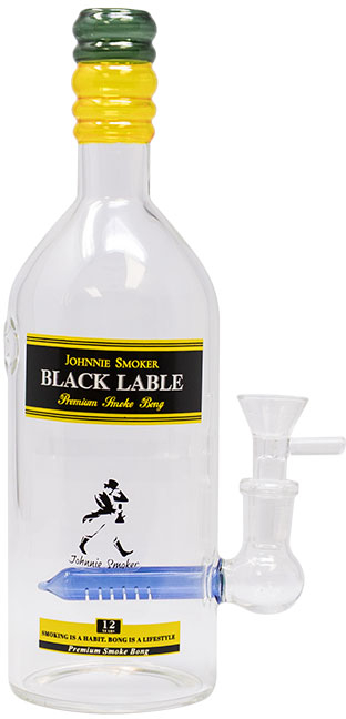 JOHNNIE MOKER BLACK LABEL – GLASS WATER PIPE – BOTTLE DESIGN – 9-INCH – 387G – 1CT – GB1110 – [MSRP: $34]