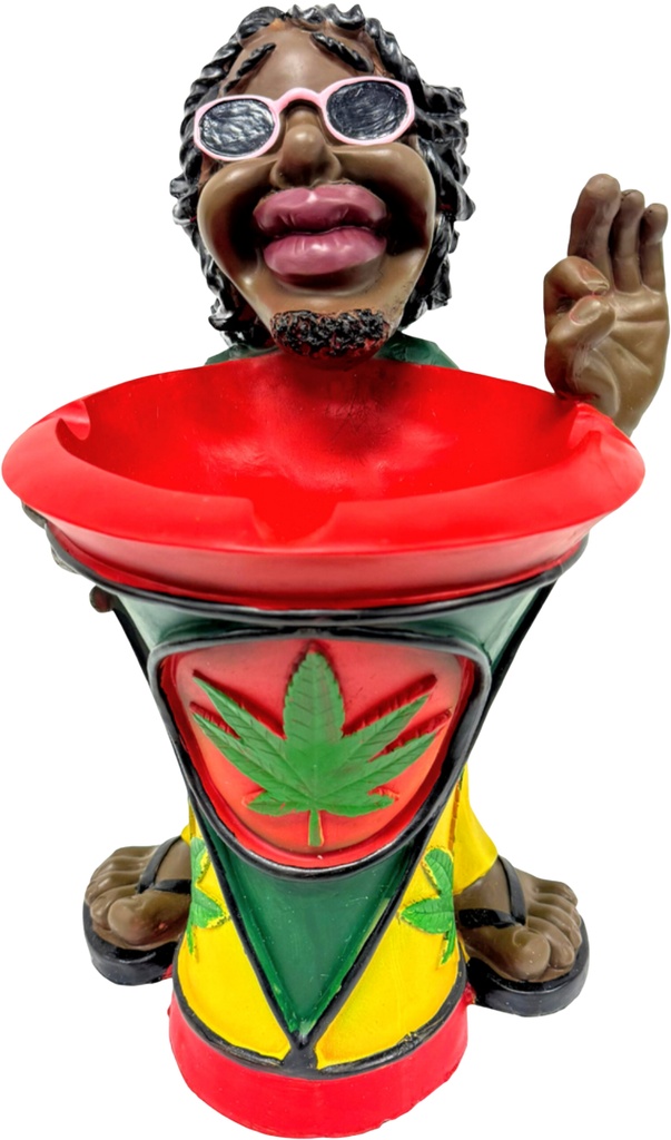 JUMBO RASTA – ASHTRAY – OK FINGERS AND DRUMS – 17.5 INCH – 1CT – [MSRP: $87.50]