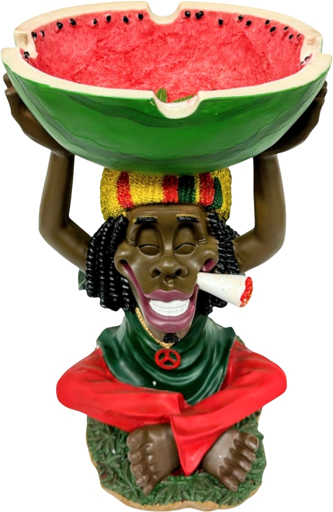 JUMBO RASTA – ASHTRAY – WATERMELON ON TOP WITH JOINT – 17.5 INCH – 1CT – [MSRP: $87.50]