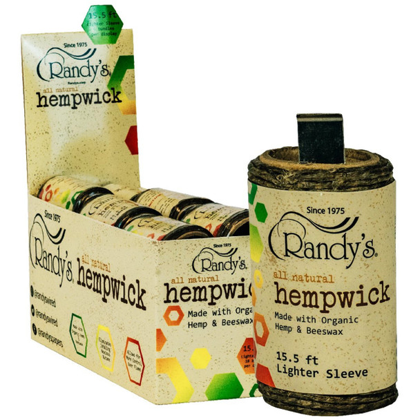 RANDY'S – ALL NATURAL HEMPWICK – PAPERS & TUBES ACCESSORIES – 15.5 FT – 18 CT – 1DSPL – [MSRP: $5 EACH]