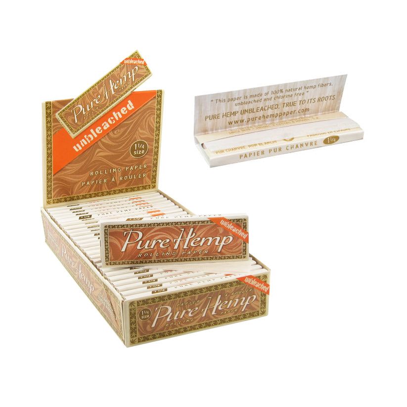 PURE HEMP – ROLLING PAPERS – MEDIUM – 1 1/4 – 25CT DSPL – [MSRP: $2 EACH]