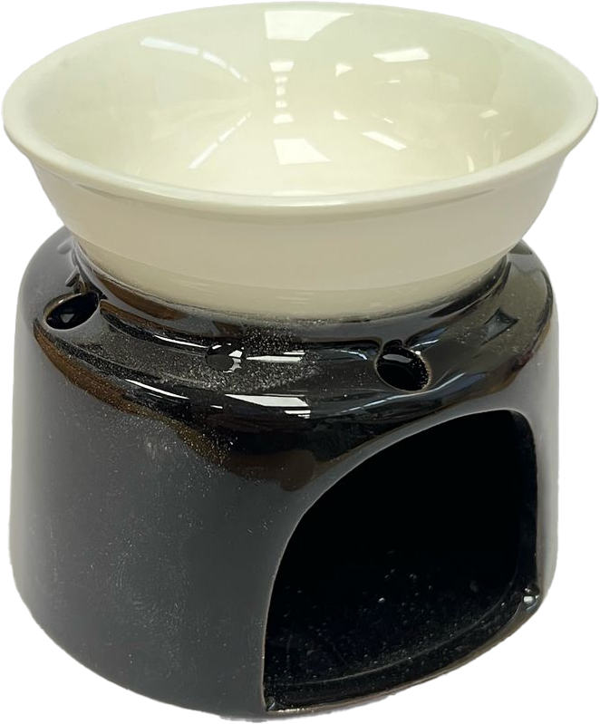 INCENSE OIL BURNER – ACCESSORIES – 4 INCH – CERAMIC TWO-PIECE WITH FLARED BOWL – ASSORTED COLORS – 1CT – [MSRP: $8.50]