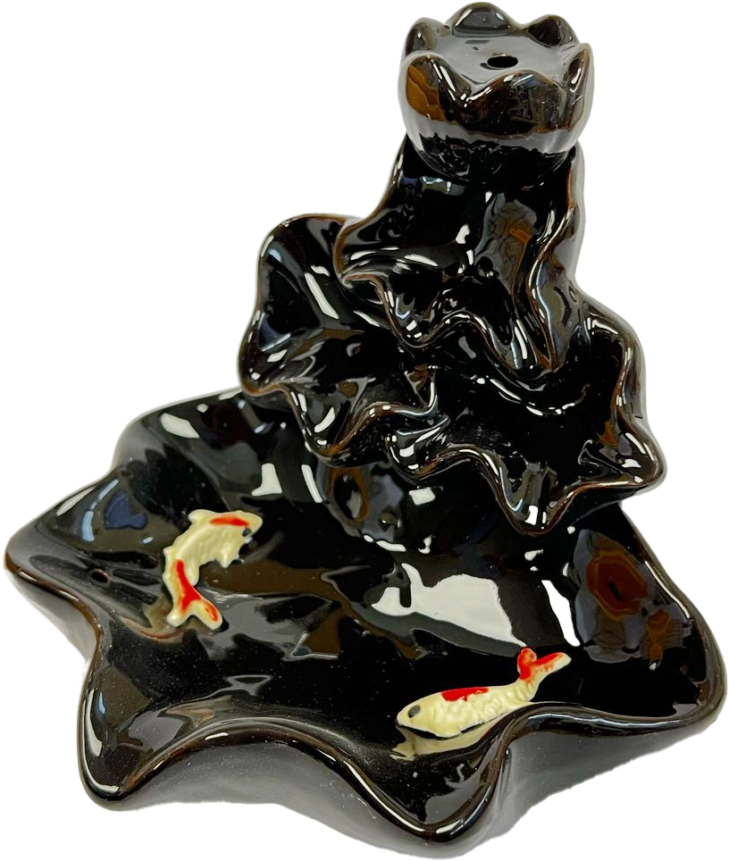 INCENSE CONE BURNER – ACCESSORIES – CERAMIC BACKFLOW DRAGON MOUNTAIN – 8 INCH – ASSORTED COLORS – 1CT – [MSRP: $8]