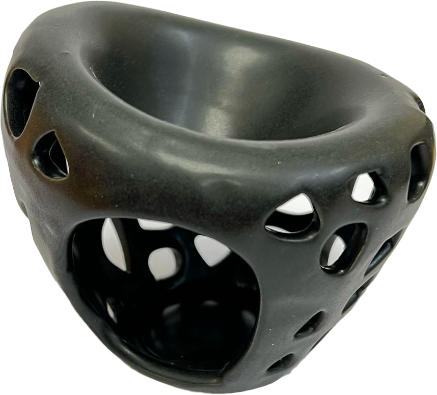 INCENSE OIL BURNER – ACCESSORIES – 4 INCH – CERAMIC INFINITY LOOP DESIGN – ASSORTED COLORS – 1CT – [MSRP: $10.50]