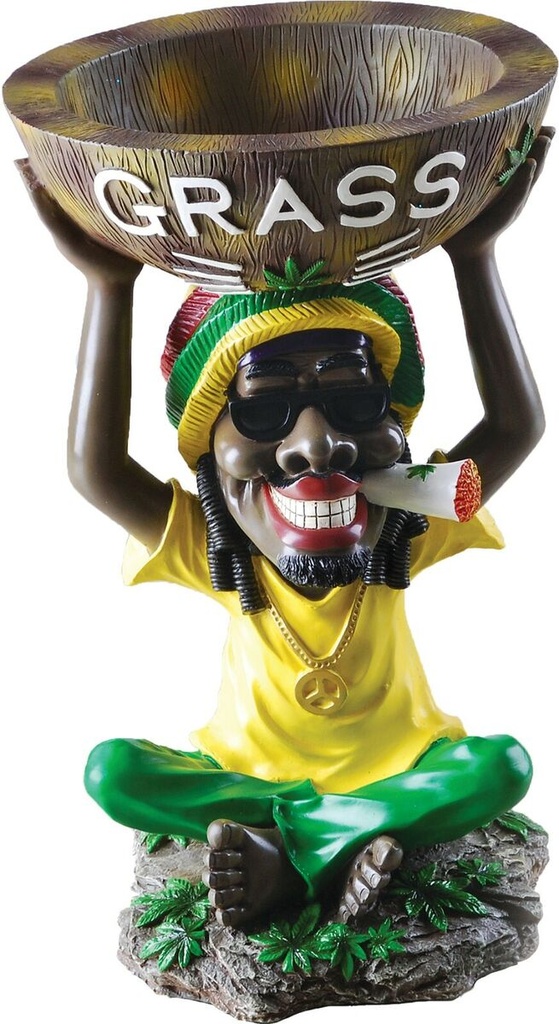 JUMBO RASTA – ASHTRAY – HOLDING GRASS BOWL ON TOP – 17.5 INCH – 1CT – [MSRP: $87.50]