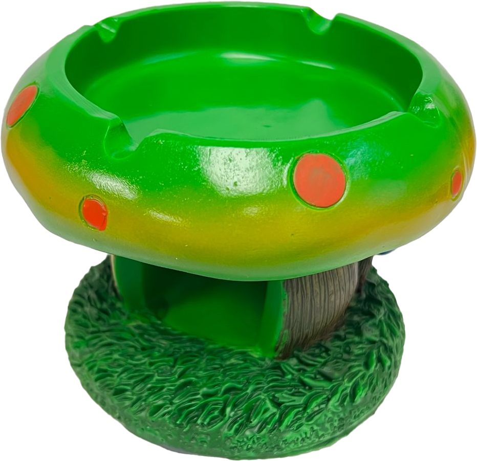 MUSHROOM – ASHTRAY – COLORS ON TOP – PREMIUM GLASS – 1CT – [MSRP: $9]