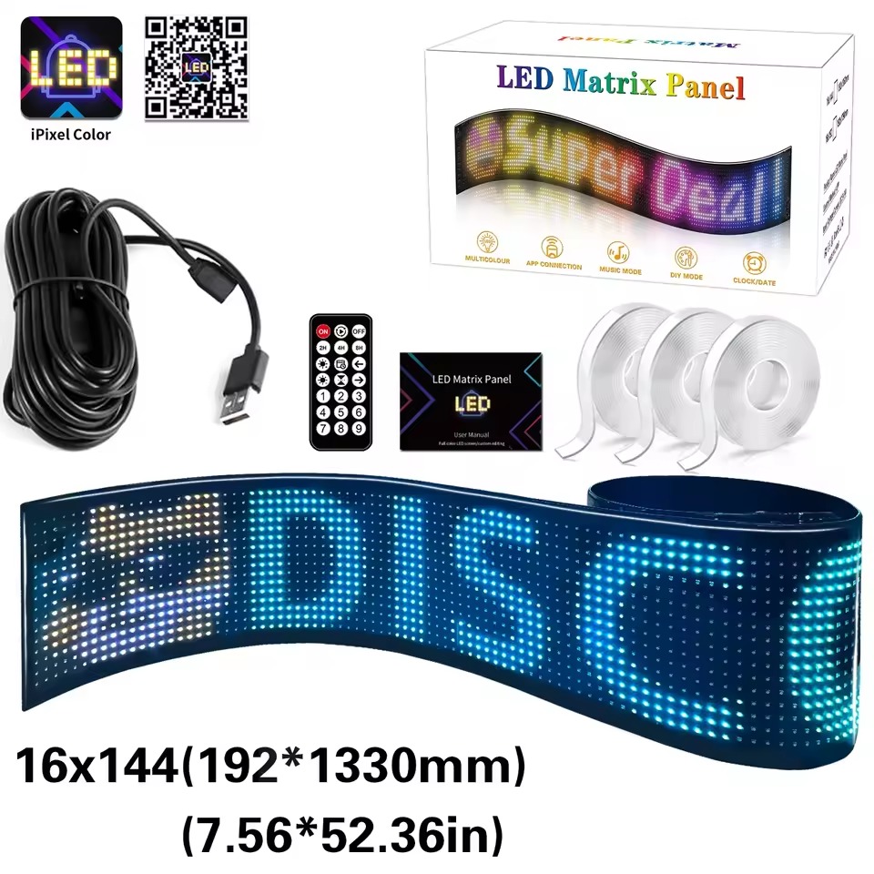 LED SIGN – SCREEN FLEXIBLE FLAT – 57 INCH – COLOR PROGRAMMABLE – 16×144 PIXELS – LED SIGN & OUTDOOR DISPLAY – 1CT – LD-13520 – [MSRP: $STORE USE]