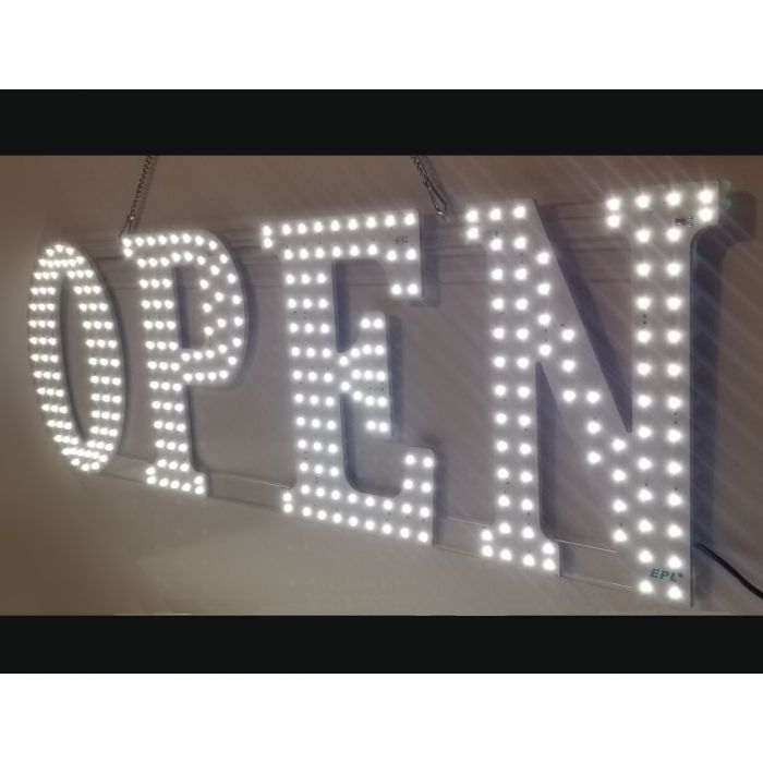 LED SIGN – "OPEN" – WHITE – 10×30×1.2 – LED SIGN & OUTDOOR DISPLAY – 1CT – LED - 112201 – [MSRP: $STORE USE]