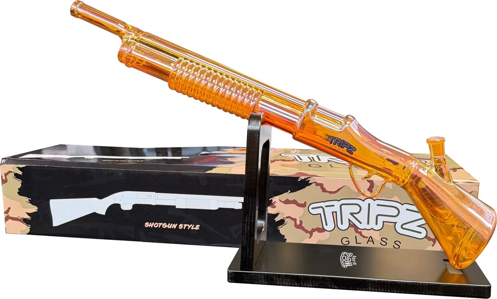 TRIPZ – SHOTGUN – ELECTROPLATED – GLASS WATER PIPE – WITH DISPLAY STAND – 1CT – SG-EB1 – [MSRP: $112.50]