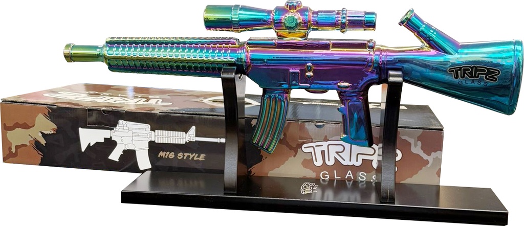 TRIPZ – M16 ELECTROPLATED – GLASS WATER PIPE – WITH DISPLAY STAND – 1CT – M16-EB1 – [MSRP: $137.50]