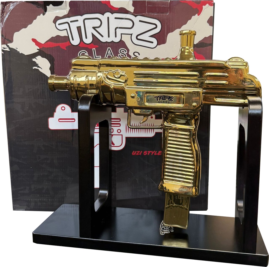 TRIPZ – TRIPZ – UZI ELECTROPLATED – GLASS WATER PIPE – WITH DISPLAY STAND – 1CT – UZ-EB1 – [MSRP: $100]