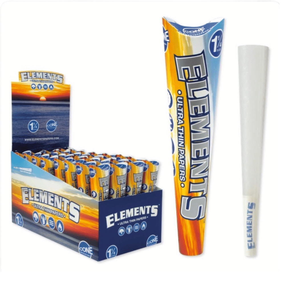 ELEMENTS – PRE-ROLLED CONES – 1 1/4 – 4PK – 32CT DSPL – [MSRP: $3.50 EACH]