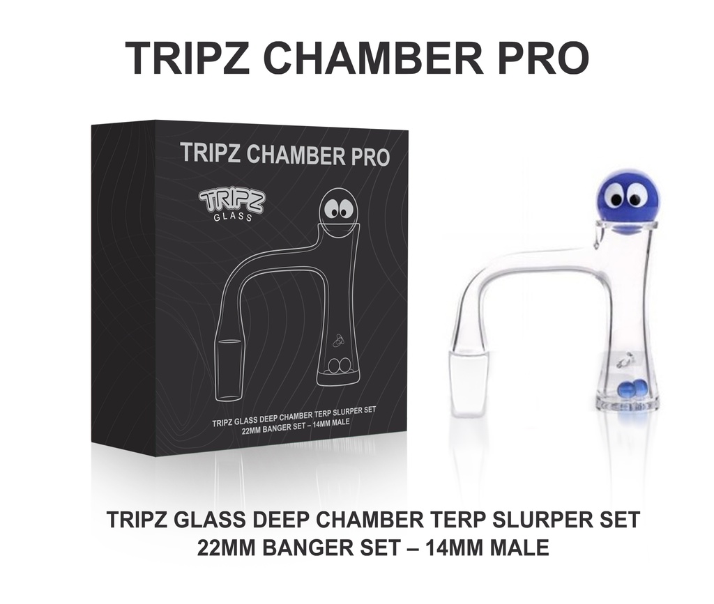 TRIPZ – QUARTZ BANGER KIT – GLASS ACCESSORIES – XL SPINNER BANGER – 22MM DEEP CHAMBER – BLACK – 14MM MALE – 90° – 1CT – TG-S22D-14M – [MSRP: $18.50]