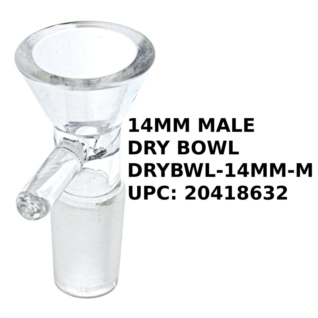 GLASS – BOWL PIECE – GLASS ACCESSORIES – CLEAR GLASS – 14MM MALE – 1CT – DRYBWL-14MM-M – [MSRP: $5]