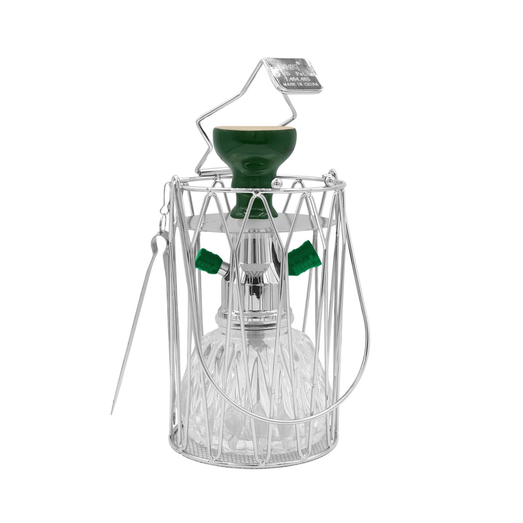MYA – HOOKAH – HEERA 256Z SERIES – CLEAR GLASS COMPLETE SET – WIRE BASKET INCLUDED – VARIOUS COLORS – 1CT – MYA-113162 – [MSRP: $55]