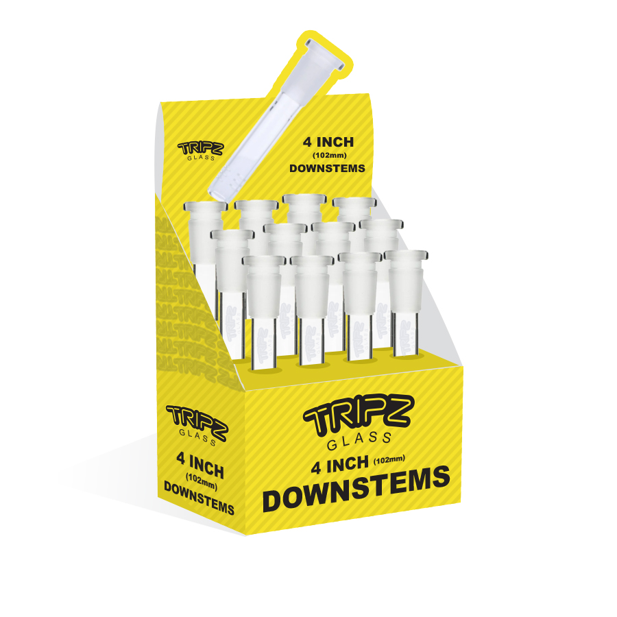 TRIPZ – DOWNSTEM – GLASS ACCESSORIES – 4-INCH – 18MM MALE TO 14MM FEMALE – 12CT DISPLAY – DS-4 – [MSRP: $3 EACH]