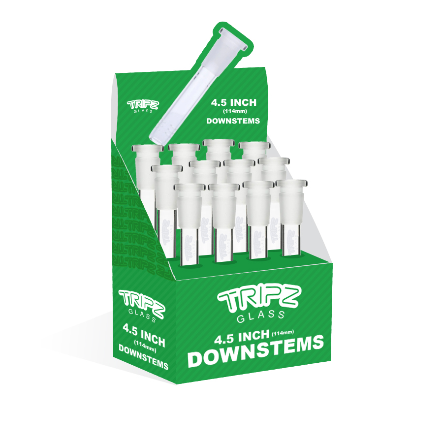 TRIPZ – DOWNSTEM – GLASS ACCESSORIES – 4.5-INCH – 18MM MALE TO 14MM FEMALE – 12CT DISPLAY – DS-45 – [MSRP: $3 EACH]