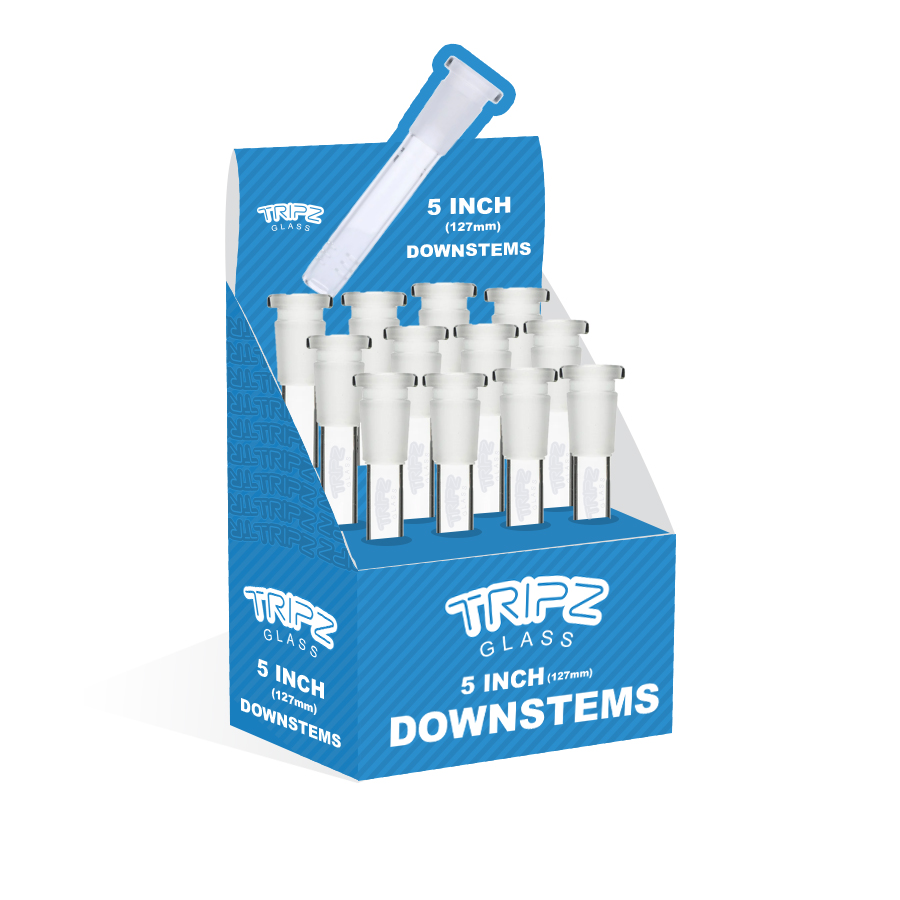 TRIPZ – DOWNSTEM – GLASS ACCESSORIES – 5-INCH – 18MM MALE TO 14MM FEMALE – 12CT DISPLAY – DS-5 – [MSRP: $3 EACH]