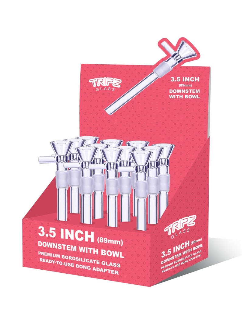 TRIPZ – DOWNSTEM & BOWL COMBO – GLASS ACCESSORIES – 3.5-INCH – 14MM MALE – 12CT DISPLAY – DSB-35 – [MSRP: $3 EACH]