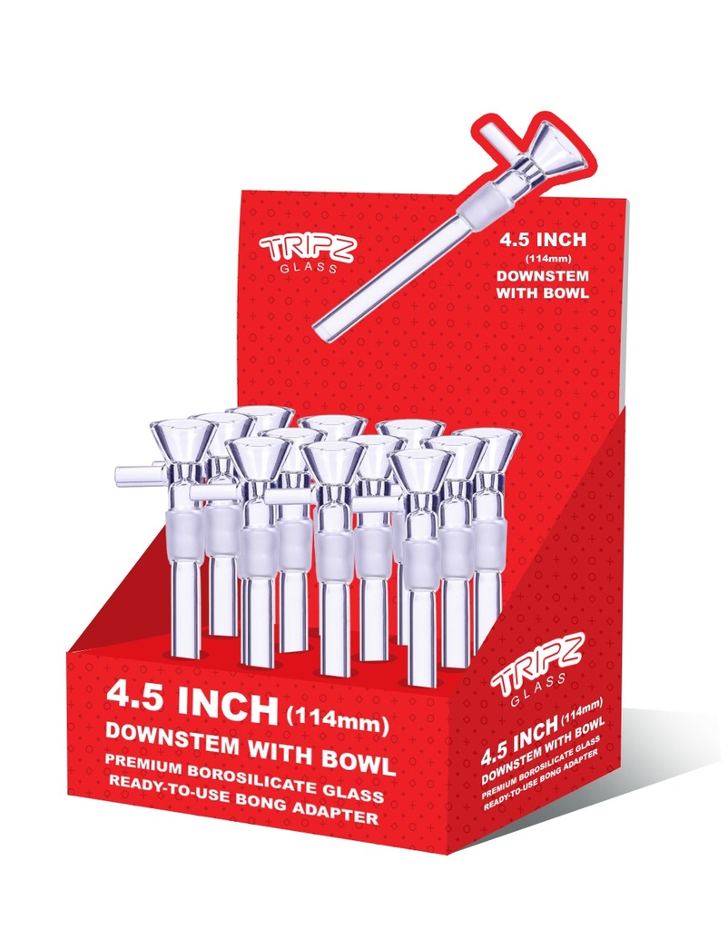 TRIPZ – DOWNSTEM & BOWL COMBO – GLASS ACCESSORIES – 4.5-INCH – 14MM MALE – 12CT DISPLAY – DSB-45 – [MSRP: $3 EACH]